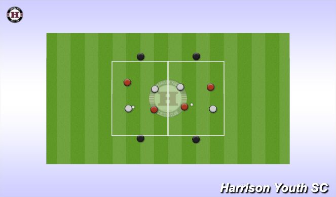 Football/Soccer Session Plan Drill (Colour):  2v2+2 Skill Practice