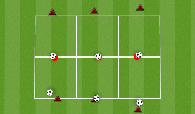 Football/Soccer Session Plan Drill (Colour): PASSING CONE KNOCKDOWN