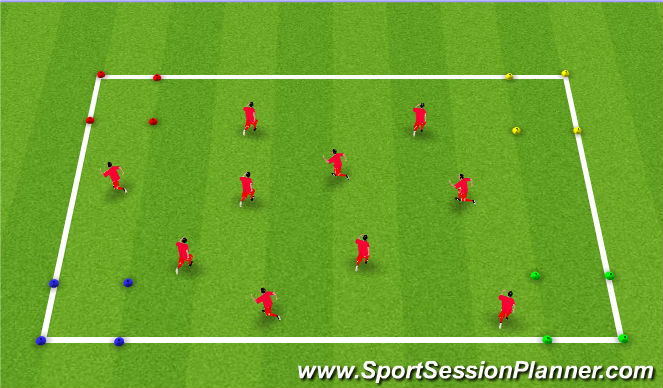 Football/Soccer Session Plan Drill (Colour): NON Ball Warm Up