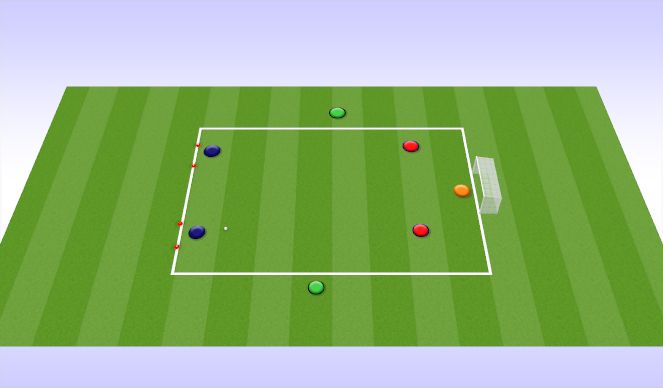 Football/Soccer Session Plan Drill (Colour): 2v2+2 Wide to Goal
