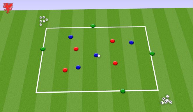 Football/Soccer Session Plan Drill (Colour): Head Up 4v4+4