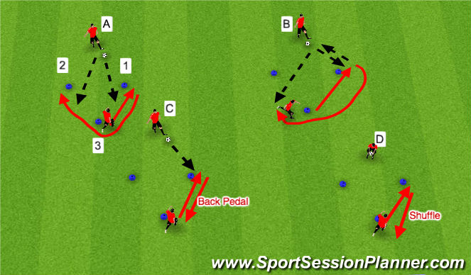 Football/Soccer Session Plan Drill (Colour): SI Technical Warmup Triangle Passing