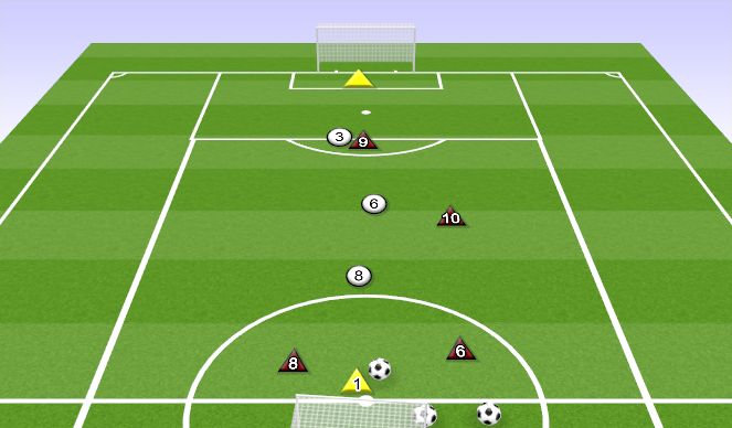 Football/Soccer Session Plan Drill (Colour): 4V3+ GOALKEEPERS