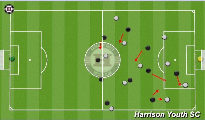 Football/Soccer Session Plan Drill (Colour): week 5 - Transition attacking defending (what to do when the team loose the ball after the attacking