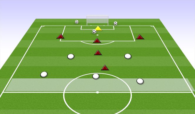 Football/Soccer Session Plan Drill (Colour): DEFENDING: DEFENDING HIGHER 6v5