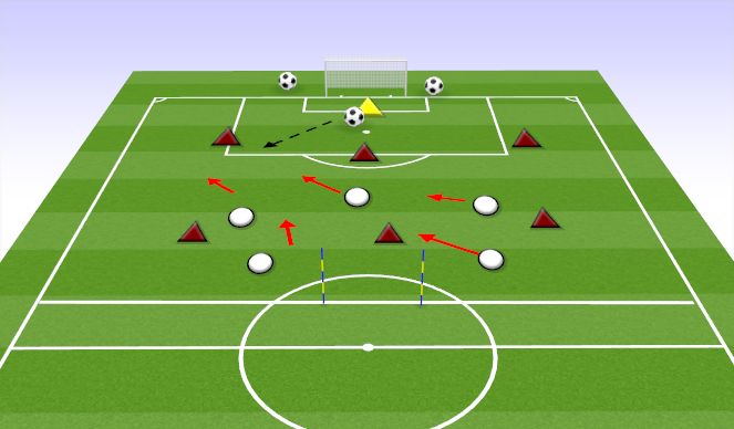 Football/Soccer Session Plan Drill (Colour): DEFENDING: DEFENDING HIGHER 7v5
