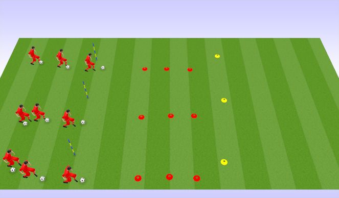 Football/Soccer Session Plan Drill (Colour): Cone to Pole Relay Race
