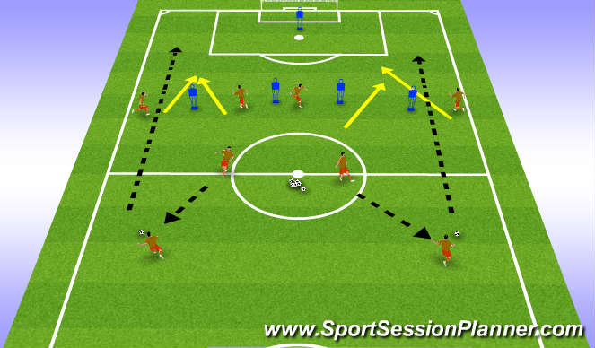 Football/Soccer Session Plan Drill (Colour): Weighted pass
