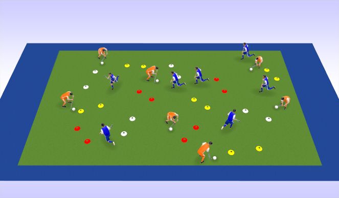 Hockey Session Plan Drill (Colour): Carry w/ Pressure