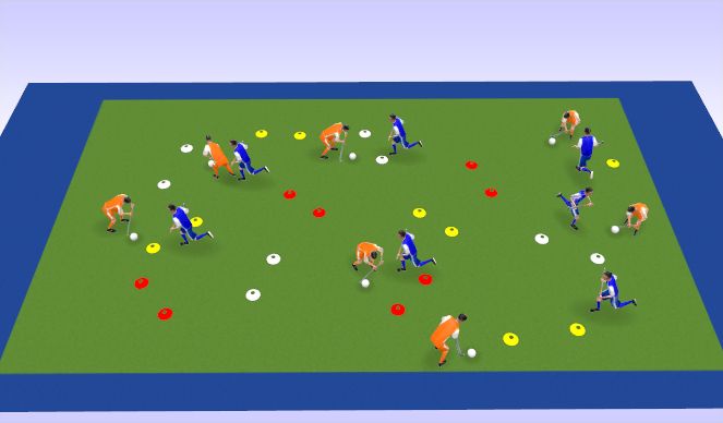 Hockey Session Plan Drill (Colour): 1v1