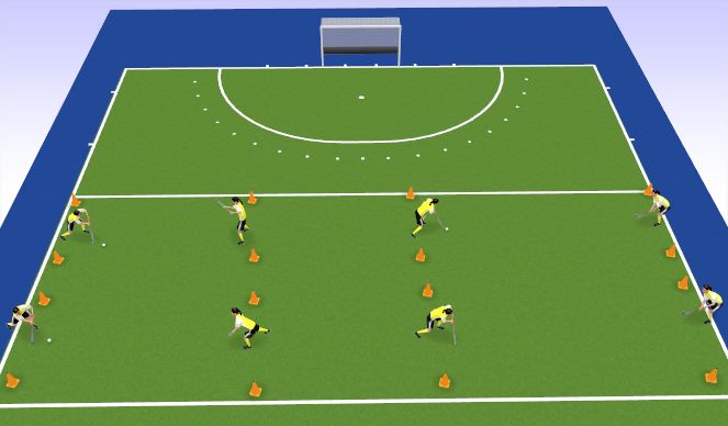 Hockey Session Plan Drill (Colour): 1v 1 block tackle