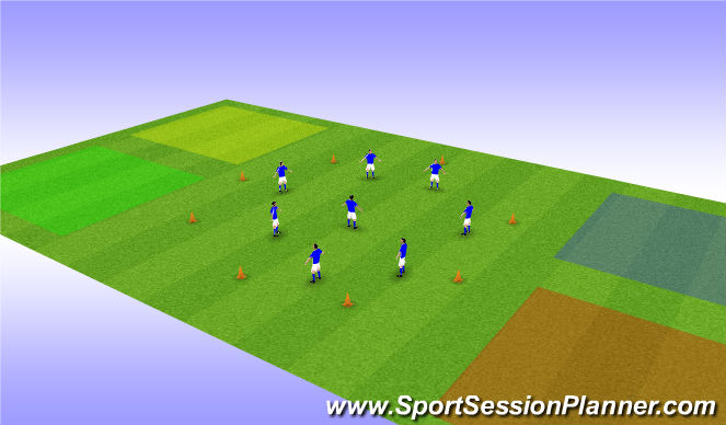 Football/Soccer Session Plan Drill (Colour): Warm up - coloured corners