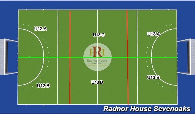 Hockey Session Plan Drill (Colour): Pitch Layout
