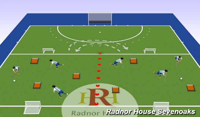 Hockey Session Plan Drill (Colour): Swapping Game