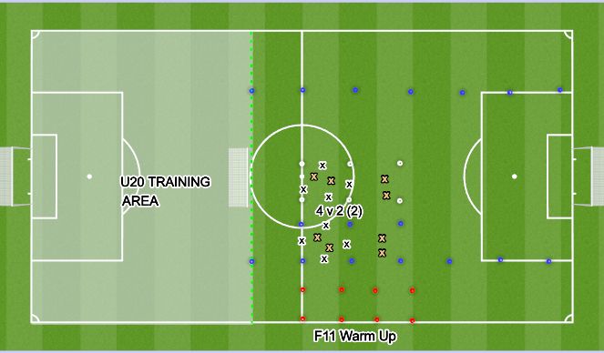 Football/Soccer Session Plan Drill (Colour): Frame/F11 Warm Up (15 mins)
