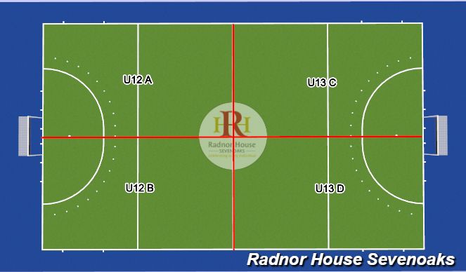 Hockey Session Plan Drill (Colour): Pitch Layout