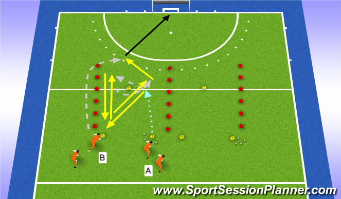 Hockey Session Plan Drill (Colour): passing/aanname 2