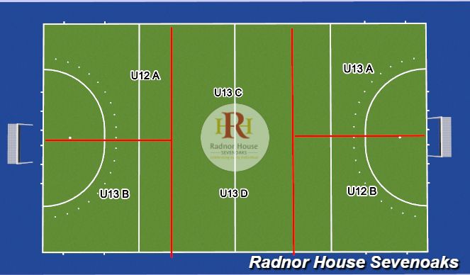 Hockey Session Plan Drill (Colour): Pitch Layout