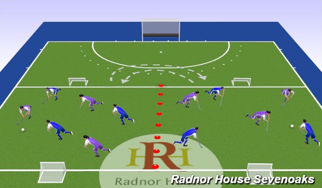 Hockey Session Plan Drill (Colour): Swapping Game