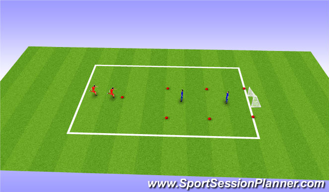 Football/Soccer Session Plan Drill (Colour): 1v1 Gauntlet
