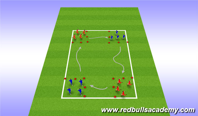 Football/Soccer Session Plan Drill (Colour): Traveling sqaures