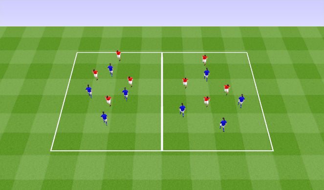 Football/Soccer Session Plan Drill (Colour): 3v3, 4v4 mixed teams