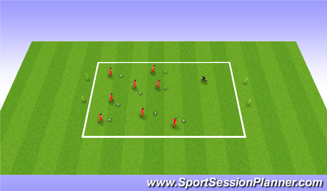 Football/Soccer Session Plan Drill (Colour): Square Dance with Sharks