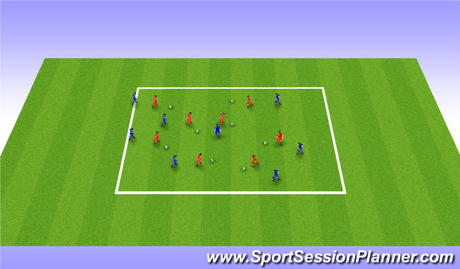Football/Soccer Session Plan Drill (Colour): Square Dance with Sharks