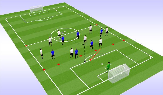 Football/Soccer Session Plan Drill (Colour): 8v6 Breaking the line