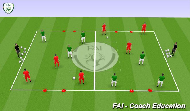 Football/Soccer Session Plan Drill (Colour): 3 v 3 (10 mins)