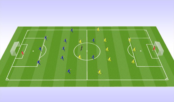 Football/Soccer Session Plan Drill (Colour): Tactical 11v11 (Rostered)
