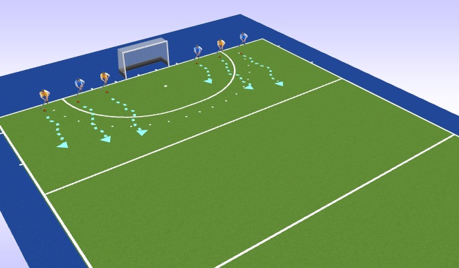 Hockey Session Plan Drill (Colour): Lopen met de bal U7