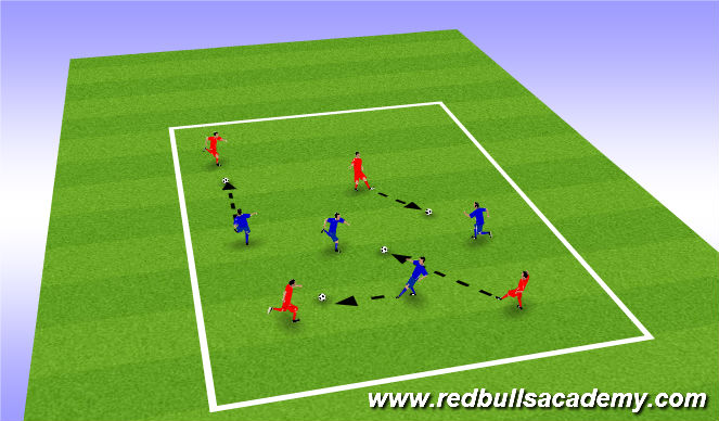 Football/Soccer Session Plan Drill (Colour): closing down with opponant