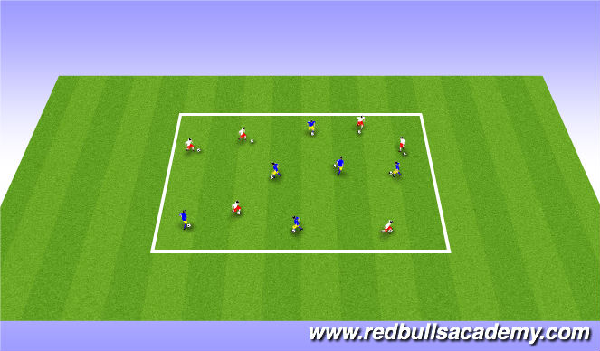 Football/Soccer Session Plan Drill (Colour): Warm up ball mastery.