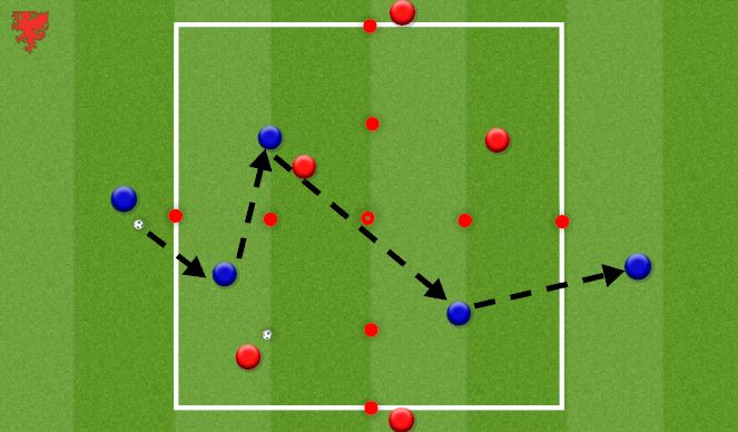 Football/Soccer Session Plan Drill (Colour): Working the ball in the centre of the pitch