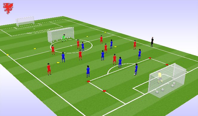 Football/Soccer Session Plan Drill (Colour): SSG 9 v 9