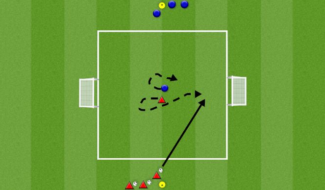 Football/Soccer Session Plan Drill (Colour): 1v1 esimese puutega realiseerimismäng (vastasest vabanemine)