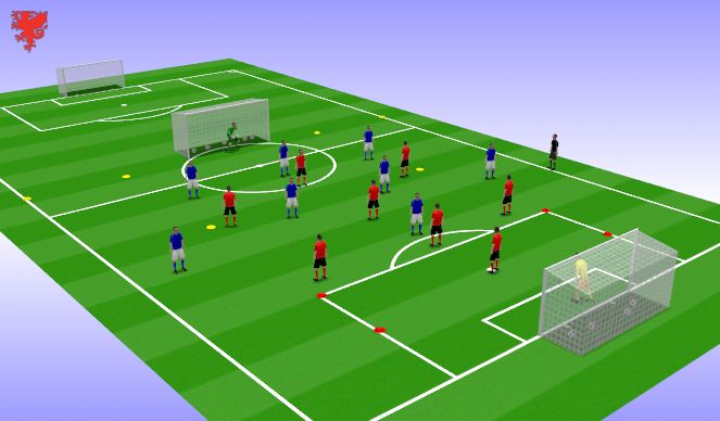 Football/Soccer Session Plan Drill (Colour): SSG 9 v 9