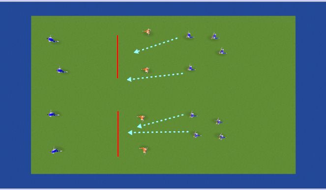 Hockey Session Plan Drill (Colour): 2 v 2 Rugby to 2v2 Hockey