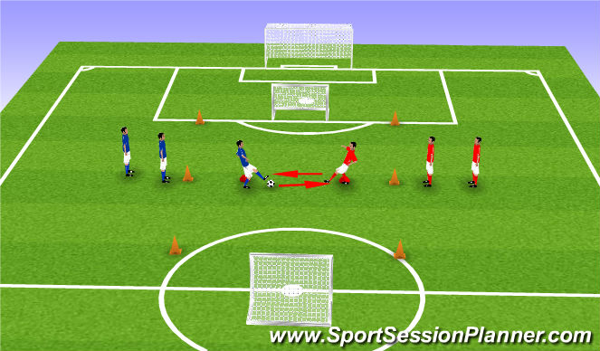 Football/Soccer Session Plan Drill (Colour): Reactiespel (1 vs 1)