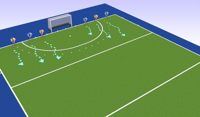 Hockey Session Plan Drill (Colour): Lopen met de bal