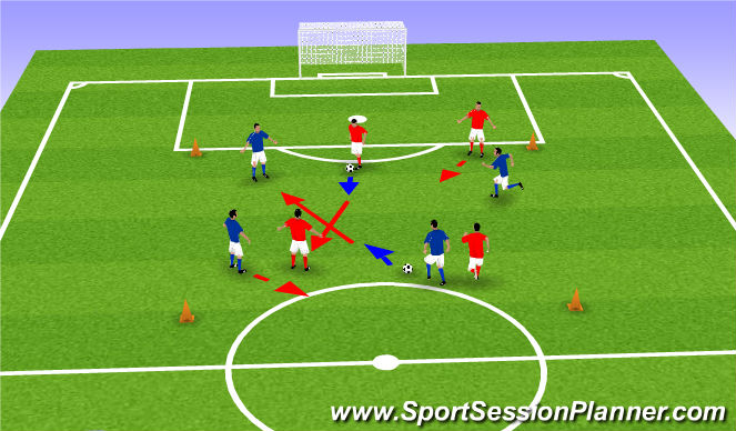 Football/Soccer Session Plan Drill (Colour): Pass/trap (vrije vorm)