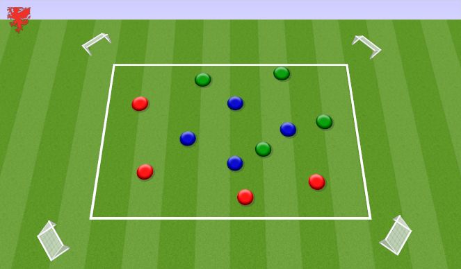 Football/Soccer Session Plan Drill (Colour): 2v1 Teams Game
