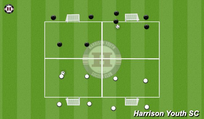 Football/Soccer Session Plan Drill (Colour): 2v2=3