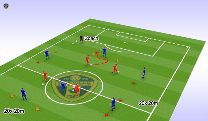 Football/Soccer Session Plan Drill (Colour): 1v1 Escape Game