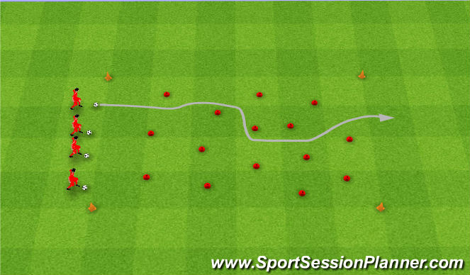 Football/Soccer Session Plan Drill (Colour): Minefield. Pole minowe.