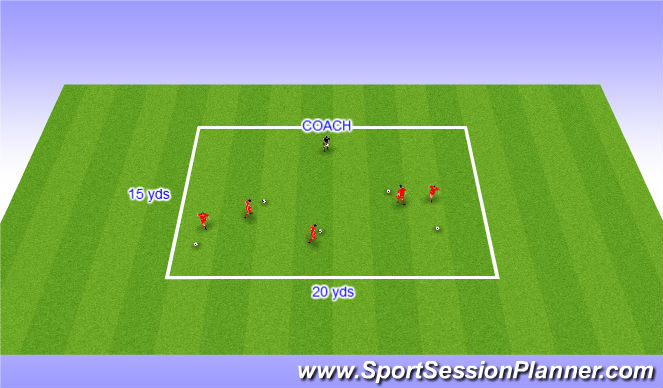Football/Soccer Session Plan Drill (Colour): Warm up - Individual dribbling: retreival