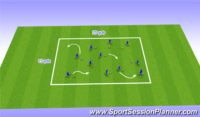 Football/Soccer Session Plan Drill (Colour): Warm up - Dribble Tag