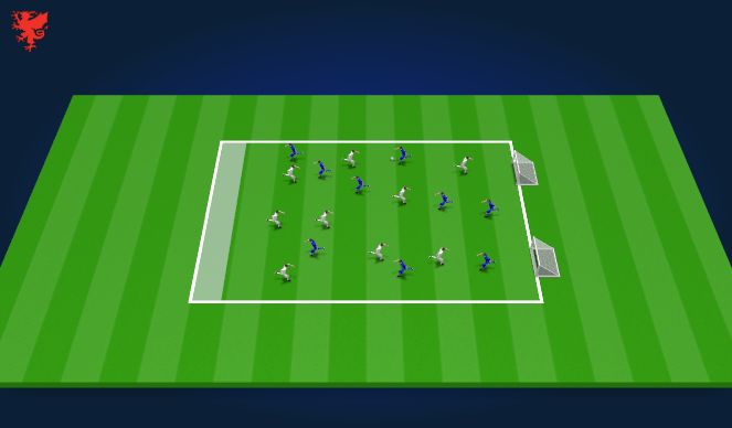 Football/Soccer Session Plan Drill (Colour): 9v9 possession game with emphasis on counter attacking