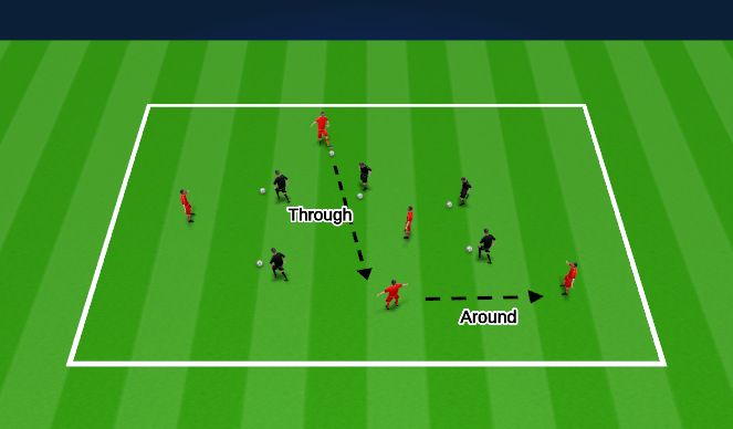 Football/Soccer Session Plan Drill (Colour): Skill (Opposed) - Passing and Receiving